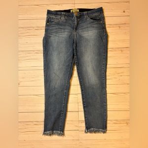 Democracy Ab Technology Jeans Size 14 Tapered Leg Skinny Frayed Bottom